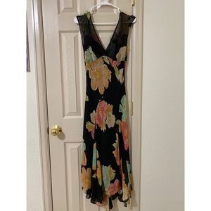 Black Flower Print Dress